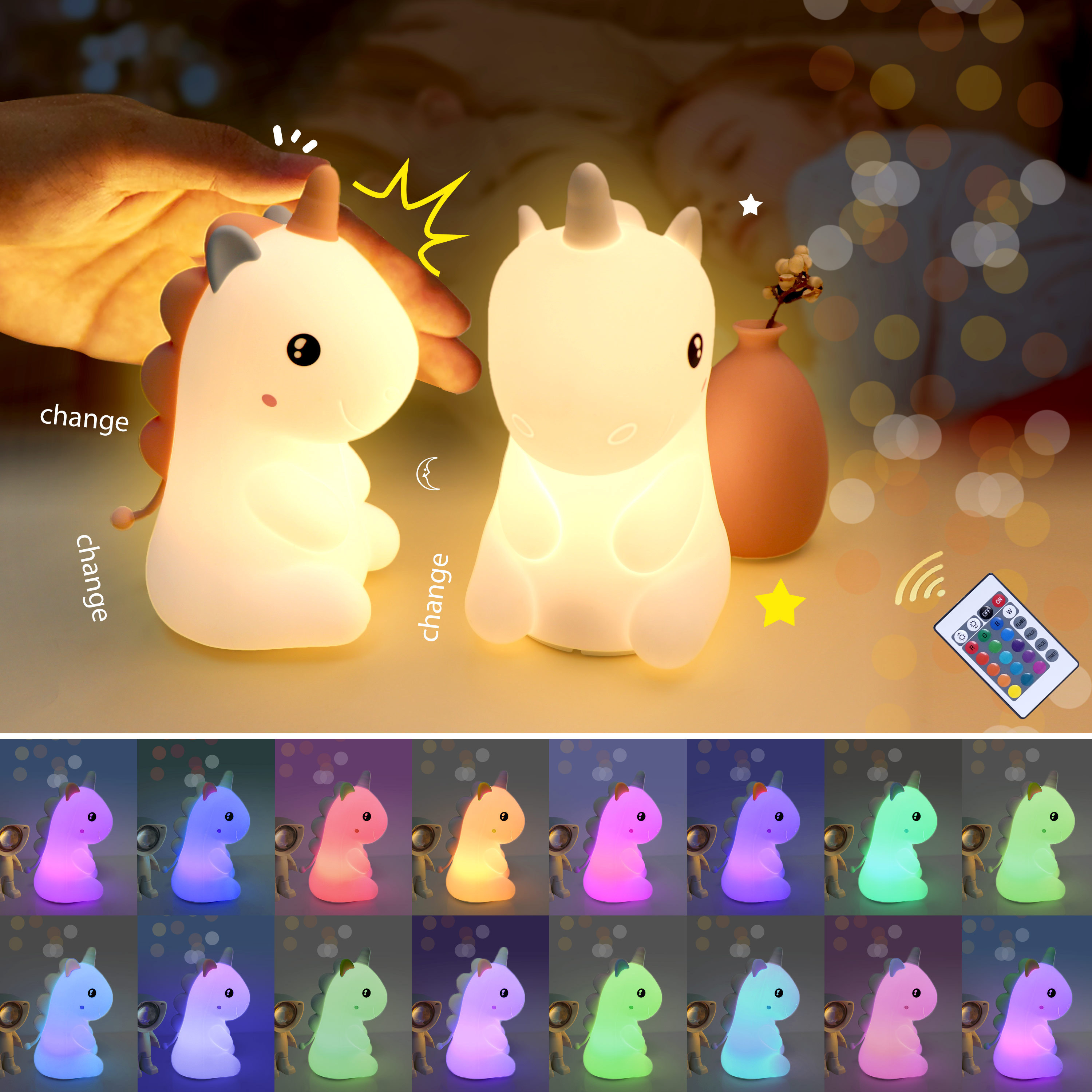 Special Gift Usb Charger Rechargeable Color Changing Led Night Light Soft Waterproof Silicone Night Light Time Kid