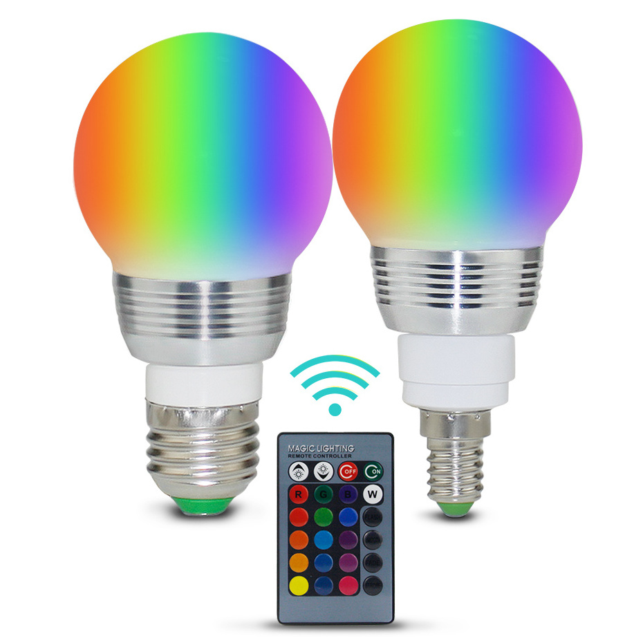 E27 E14 RGB Led Bulb 3W 5W 10W 15W Dimmable 16 Color Changing Magic Bulb Gu10 AC 220V 110V RGB White IR Remote Night Light