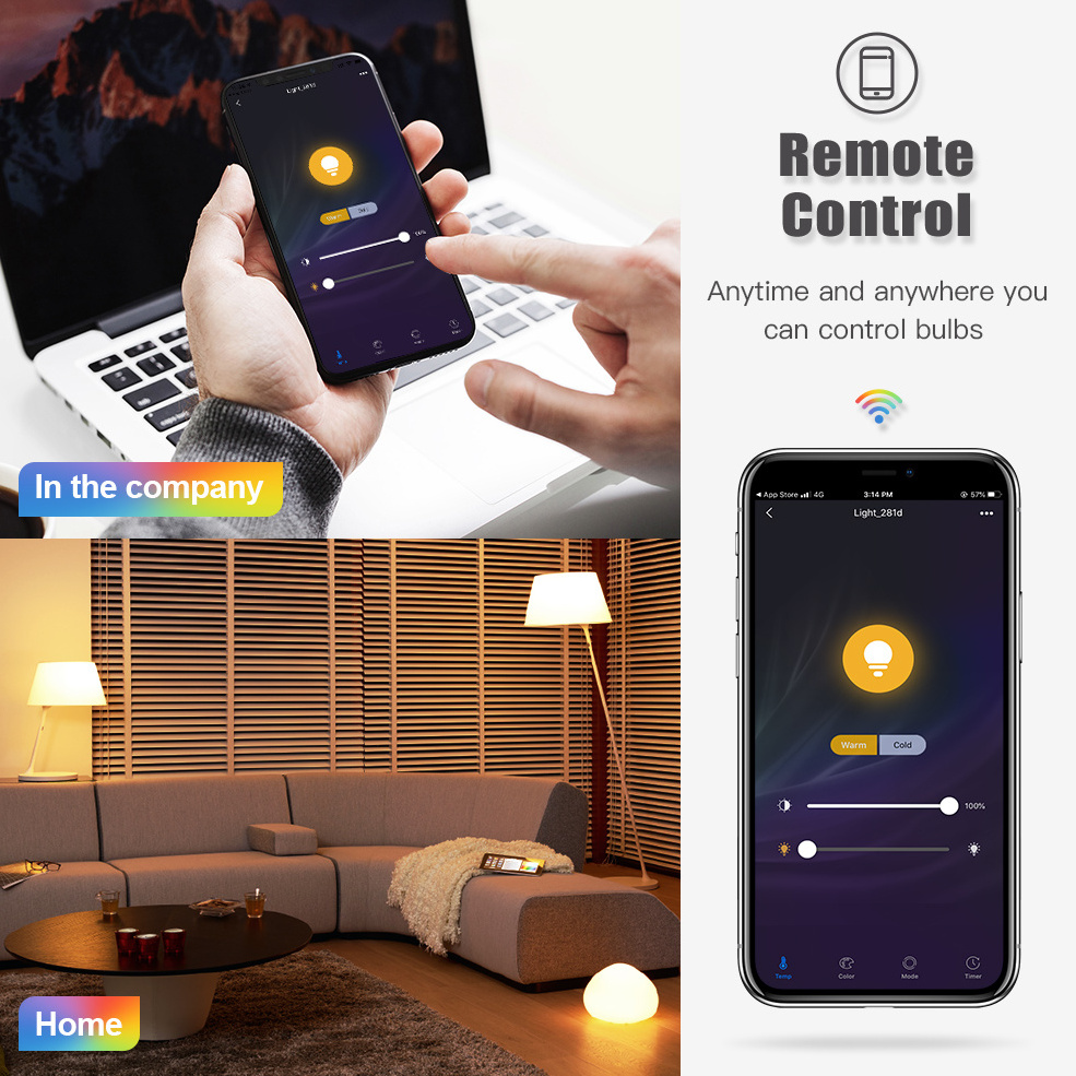 Wifi Smart LED Bulb 12W E27 RGB Color Changing Light Dimmable LED Lamp Work Home Voice Control