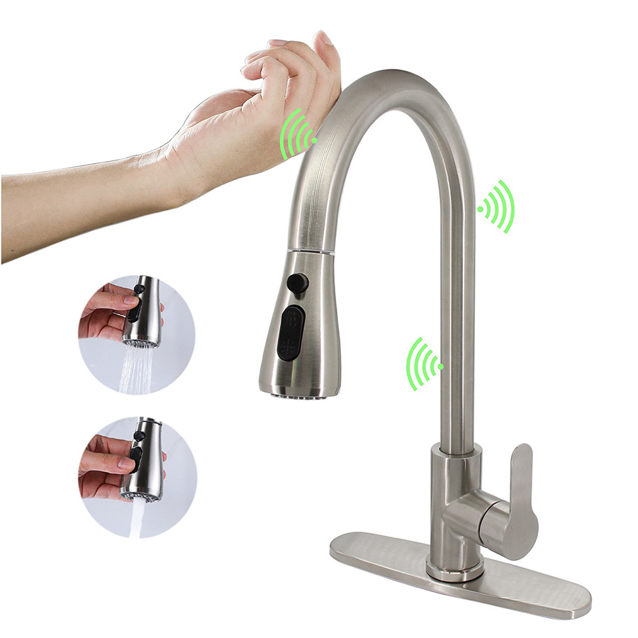 Modern Hot Healthy Sink Mixer Pull Down Brushed Gun Metal Kitchen Faucet For Household