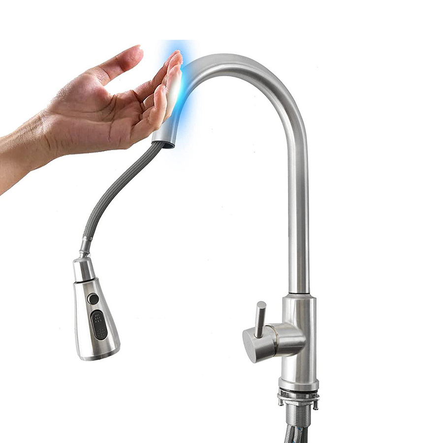 Modern Hot Healthy Sink Mixer Pull Down Brushed Gun Metal Kitchen Faucet For Household