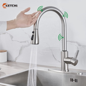 Modern Hot Healthy Sink Mixer Pull Down Brushed Gun Metal Kitchen Faucet For Household