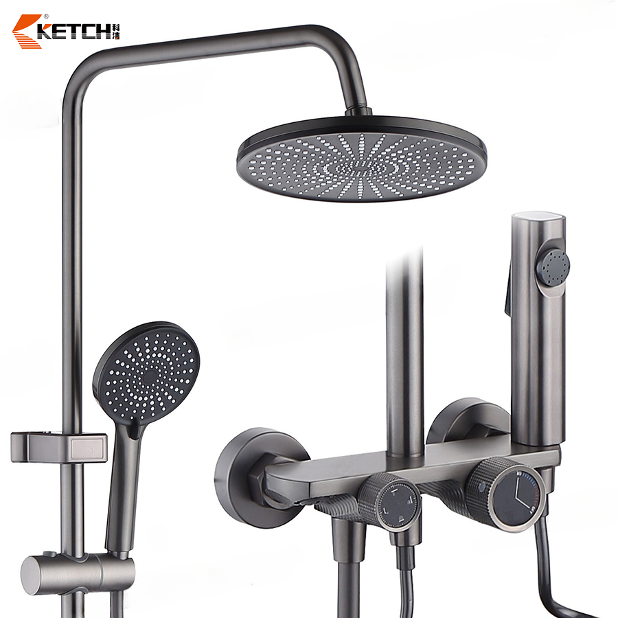 Stainless Steel Shower System Set Hot Cold Bathroom Thermostatic Shower Set Contemporary Shower Faucets