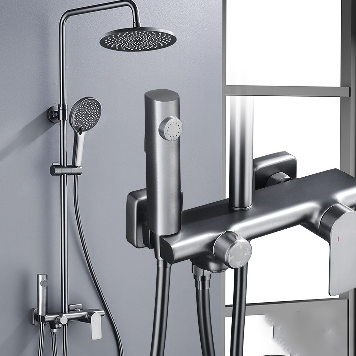 Stainless Steel Shower System Set Hot Cold Bathroom Thermostatic Shower Set Contemporary Shower Faucets