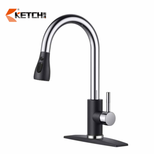 Pull Down Sprayer Single Level Stainless Steel Kitchen Sink Faucets Handle High Arc Brushed Nickel Cold Water Mounted Faucet