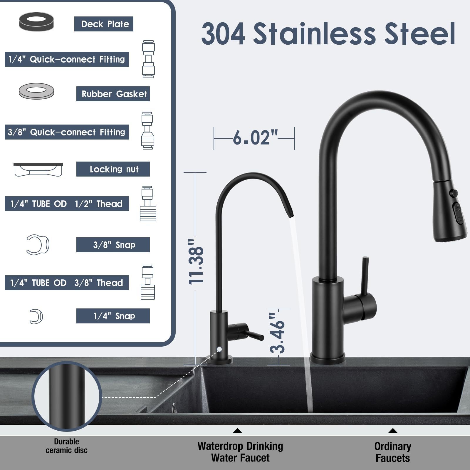 Pull Down Sprayer Single Level Stainless Steel Kitchen Sink Faucets Handle High Arc Brushed Nickel Cold Water Mounted Faucet