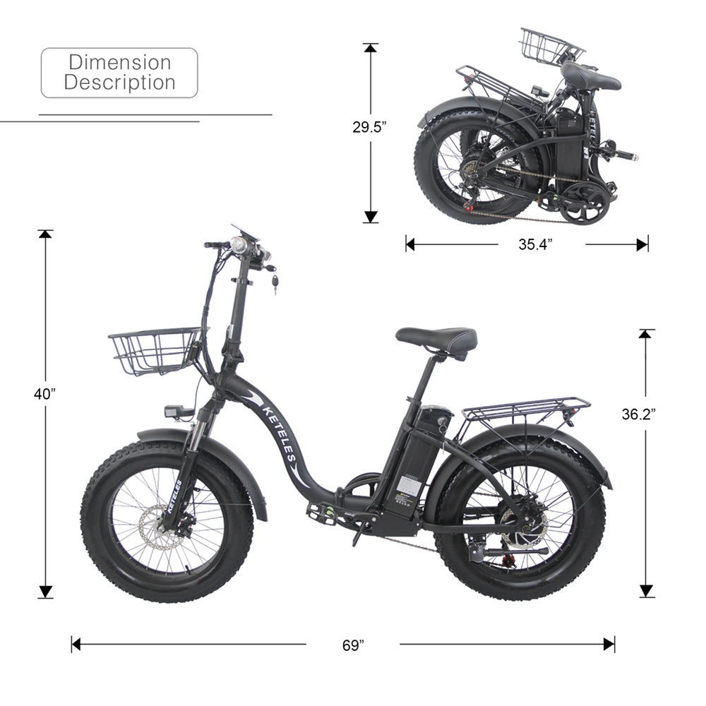 EU Stock Free Shipping Foldable Quality 1000W Motor Bicycle 18AH Electric Bike 20 inch Fat Tire Hydraulic Brake Folding Ebike