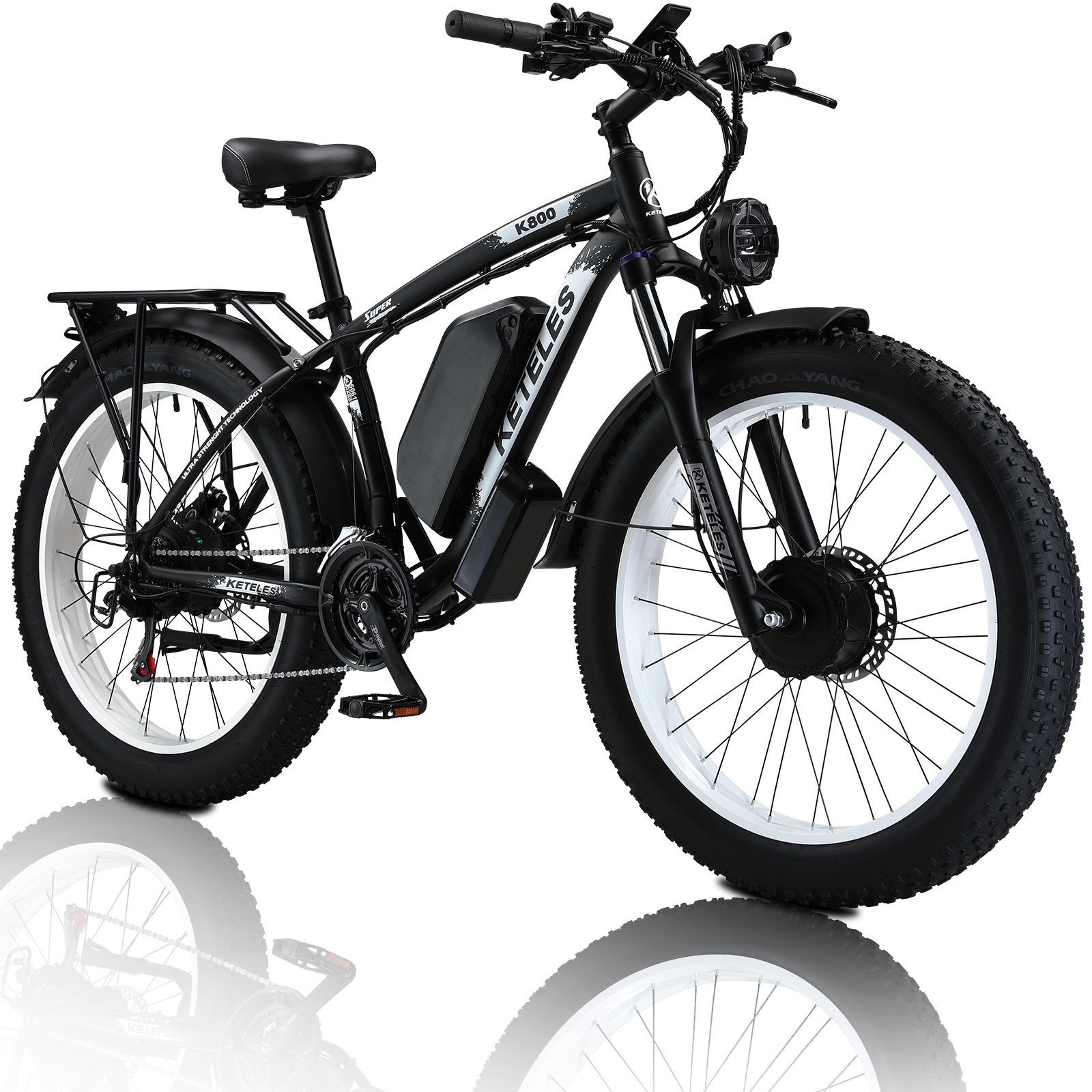 2000W KETELES K800 Electric Fat Tire Bike 26 All-Terrain Ebike With Removable 48V 23AH Battery For Mountains, Beaches, Snow