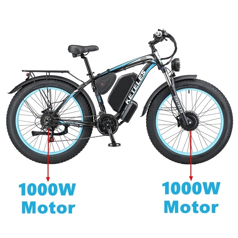 China Original E-Bike Factory 2x1000W Dual Motor Electric Bike with 23AH Big Battery 2000W Powerful Electric Bicycle