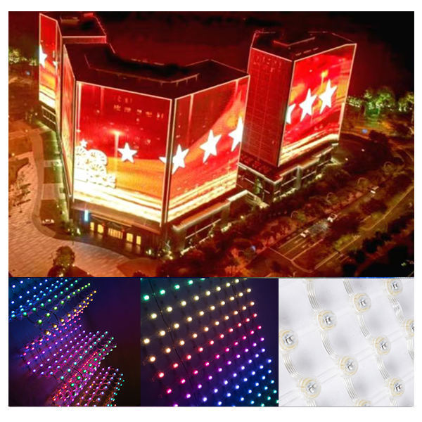 Best sale classy soft and flexible led mesh flexible video wall splicing display screen for building lighting