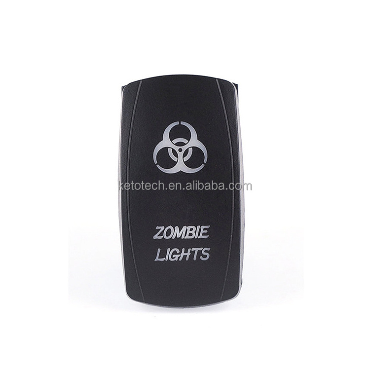 Customized laser car switch labels rocker switch for ZOMBIE LIGHT