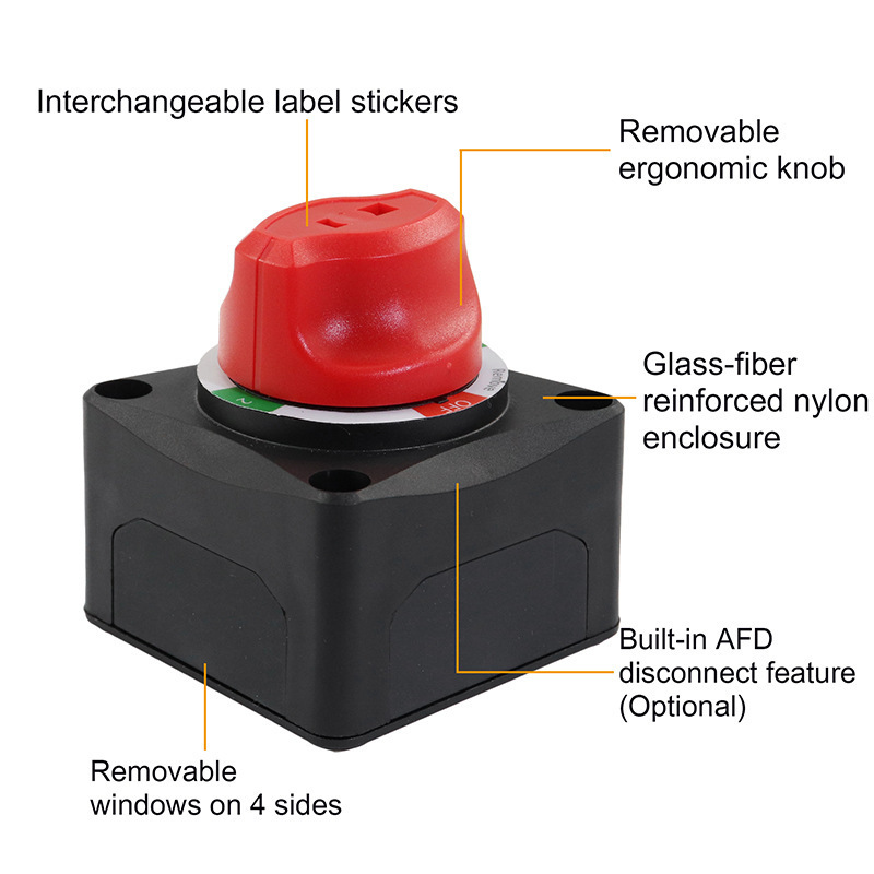 KETO Boat Marine 200A 48V DC 1-2-Both-Off Knob Selector Dual Battery Isolator Switch with AFD