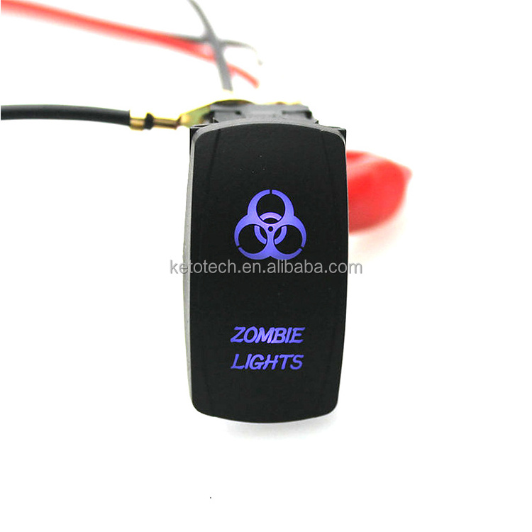 Customized laser car switch labels rocker switch for ZOMBIE LIGHT