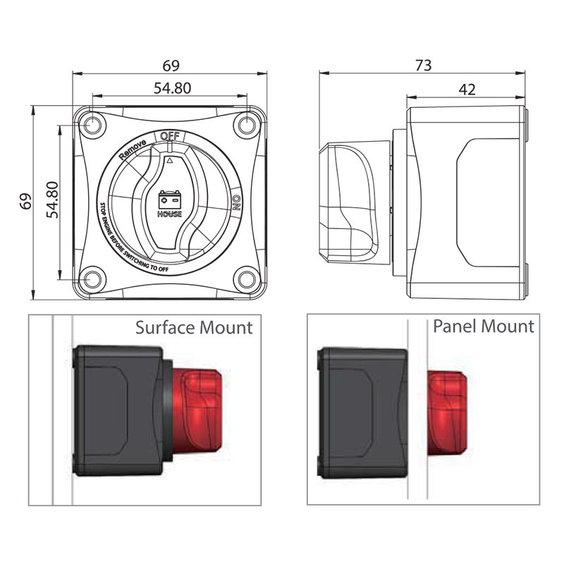 KETO Boat Marine 200A 48V DC 1-2-Both-Off Knob Selector Dual Battery Isolator Switch with AFD