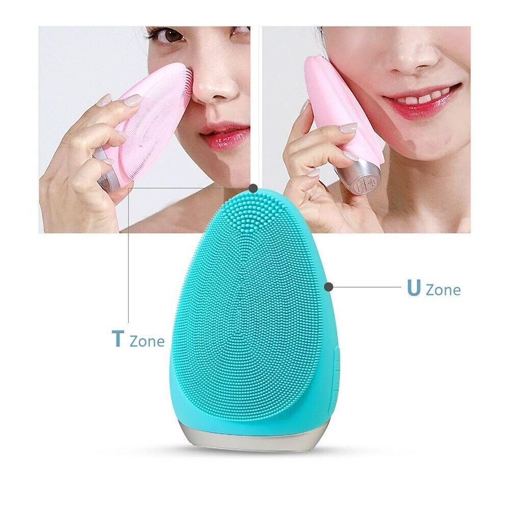 RTS Silicone Spin Skin Scrubber Electric Sonic Facial Brush Cleaner USB Rechargeable Face Cleansing Brush