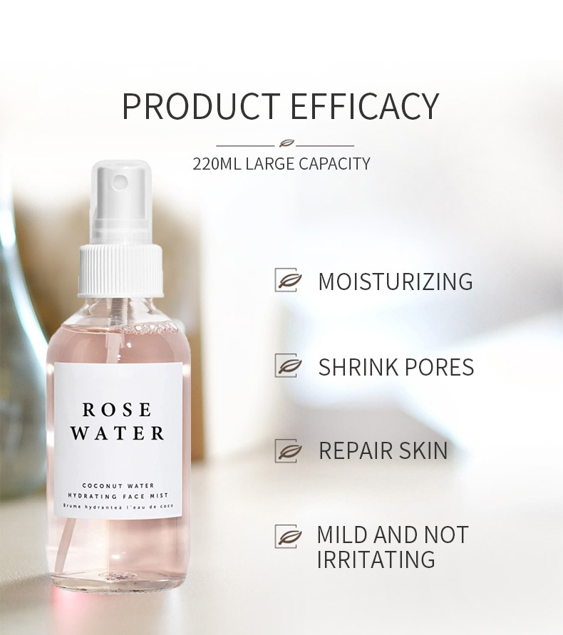 Private Label Skin Care Organic Rose Water Spray For Face Hyaluronic Acid Hydrating Refreshing Rose Water Face Toner