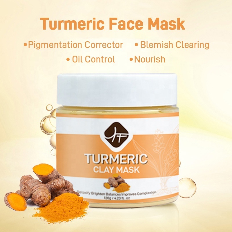 Private Label Deep Cleansing Organic Face Mud Mask Whitening Skin Care Pink and Turmeric Clay Facial Mask