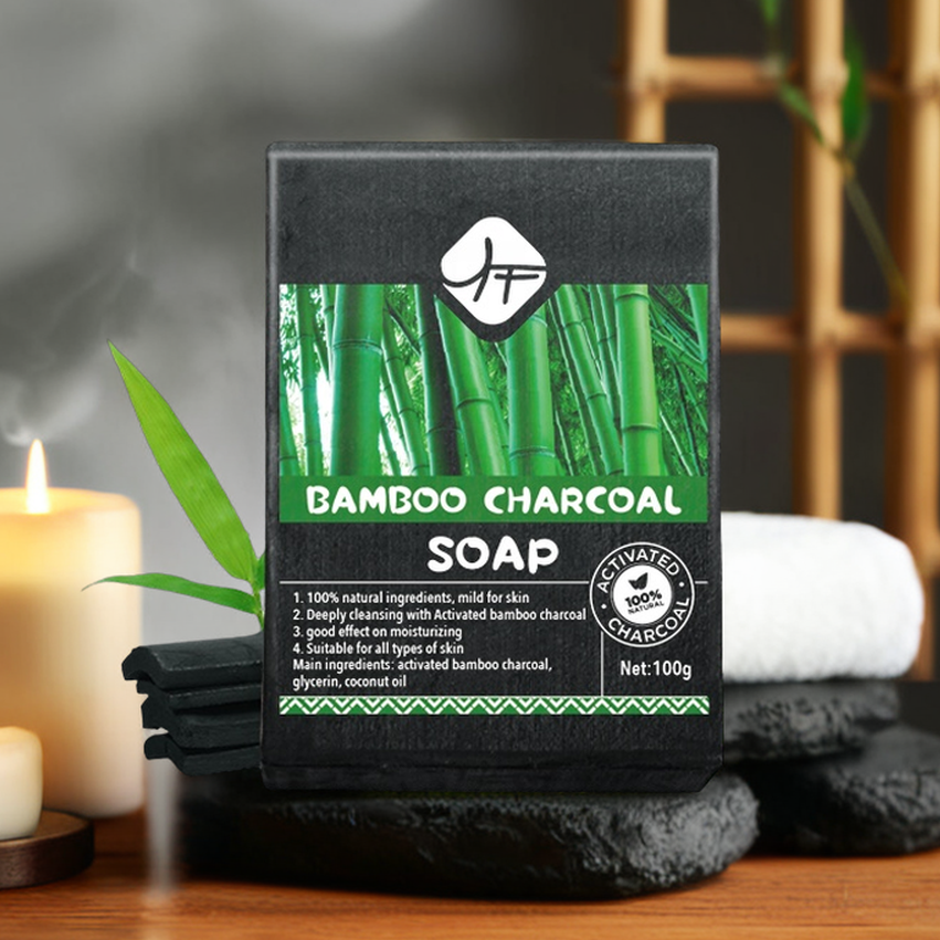 Provide labeling Acne soap Handmade Deep Cleaning Black Head Remover soap bar Activated bamboo charcoal soap