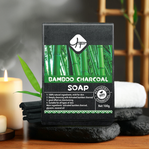 Provide labeling Acne soap Handmade Deep Cleaning Black Head Remover soap bar Activated bamboo charcoal soap