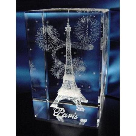 paris eiffel tower 3d laser engraved crystal cube for souvenir gift holidays favors