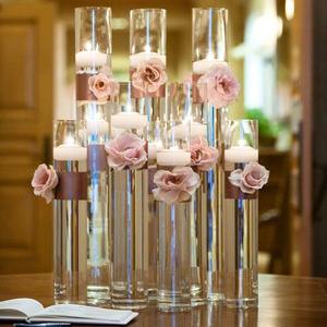 elegant glass votive candle holders/glass cylinder vases for hotel event restaurant/cheap clear glass cylinder vases