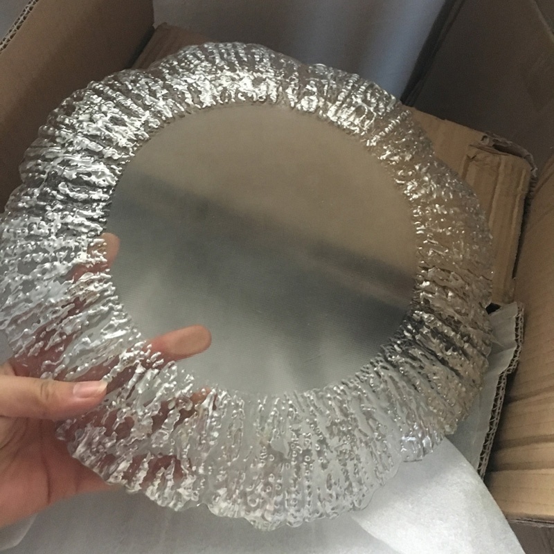 clear wholesale glass charger plate/13'' wedding table glass charger plate for hotel restaurant serving dishes