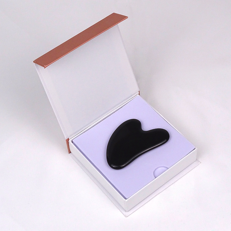 High quality black gua sha stone obsidian heart shape gua sha massage stone for face