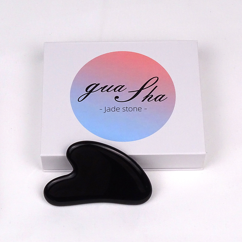 High quality black gua sha stone obsidian heart shape gua sha massage stone for face