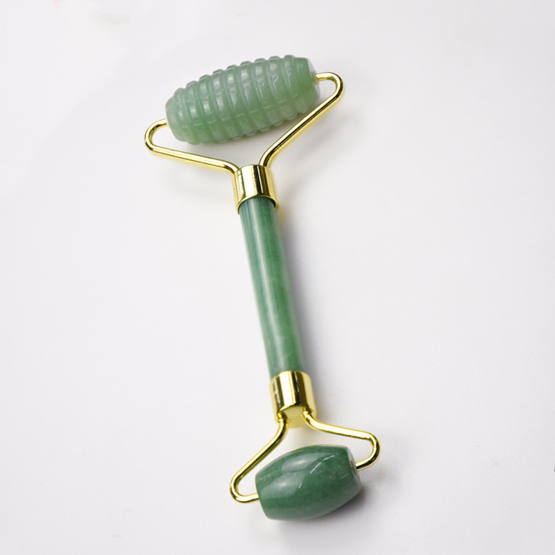 100% natural jade roller green aventurine jade face roller spiked facial massage roller