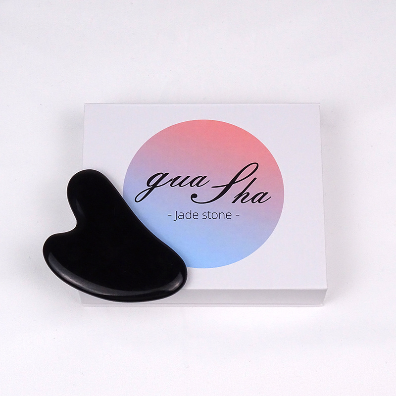 High quality black gua sha stone obsidian heart shape gua sha massage stone for face