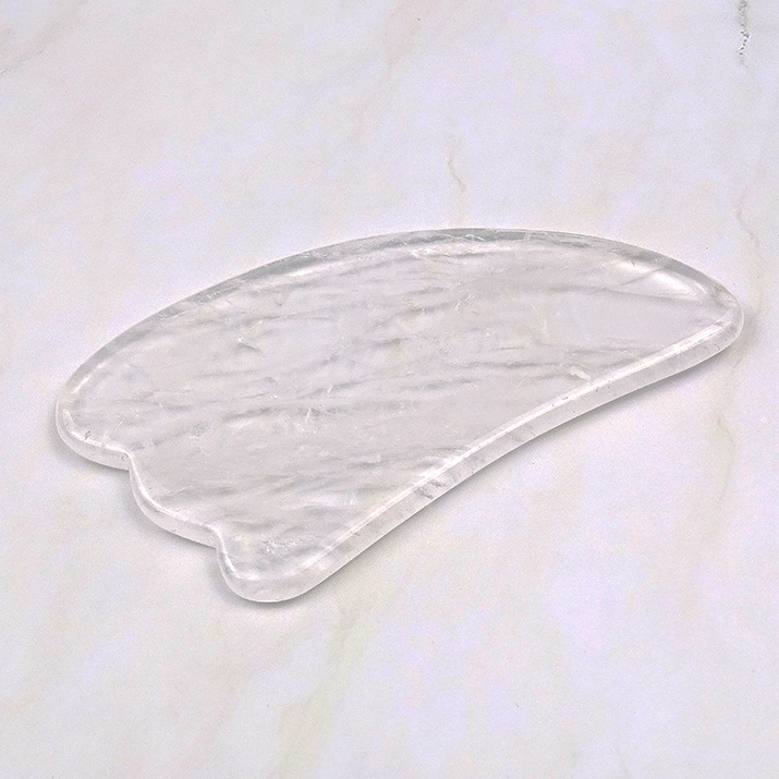 Horn Shape Gua Sha Clear Quartz Gua Sha Rock Crystal Guasha Gemstone Sculptor GuaSha Tool