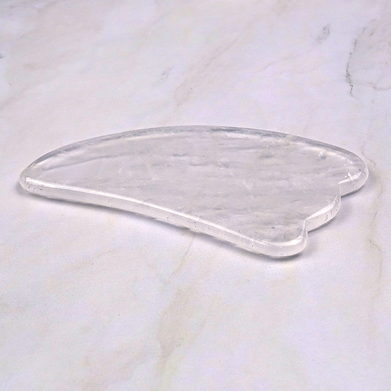 Horn Shape Gua Sha Clear Quartz Gua Sha Rock Crystal Guasha Gemstone Sculptor GuaSha Tool