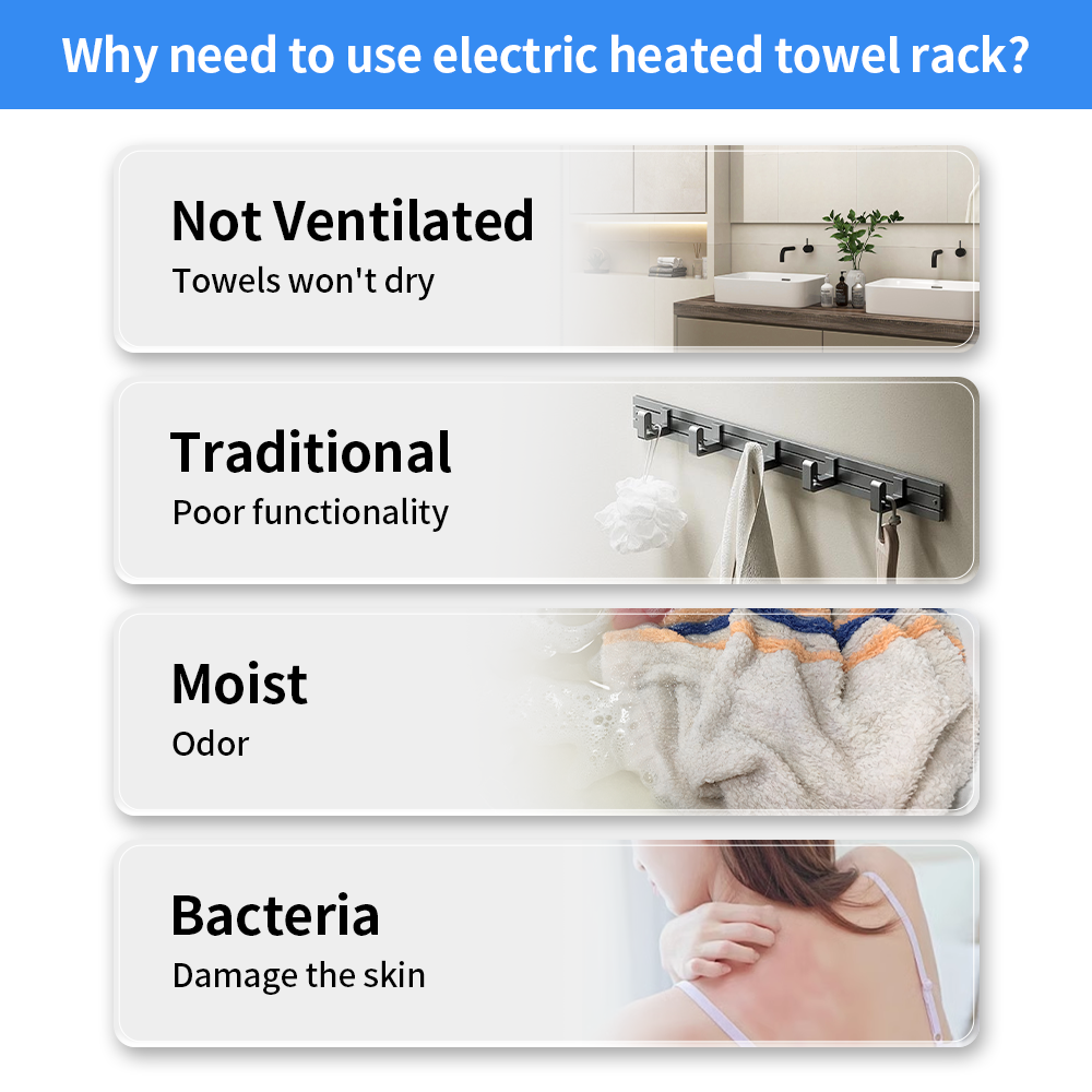 Best Quality Electric Temperature Controller Towel Rack Bar Mounted Towel Holder Corner Bathroom Towel Rack For Hotel