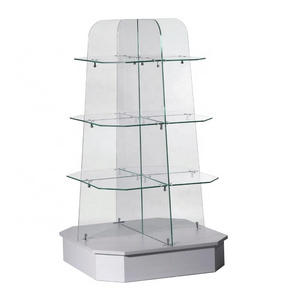 Custom Retail Gondola Display Stand Tempered Glass Shelves