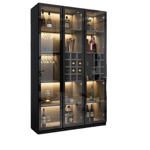 Modern LED Light Glass Door Wine Cabinet, Living Room Home Display Showcase