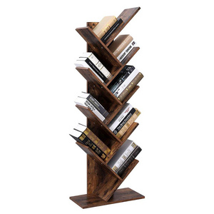 Costom Modern Wooden Book Rack, Floor Standing Book Shelf Curved Tree Bookcase Tree Bookshelf