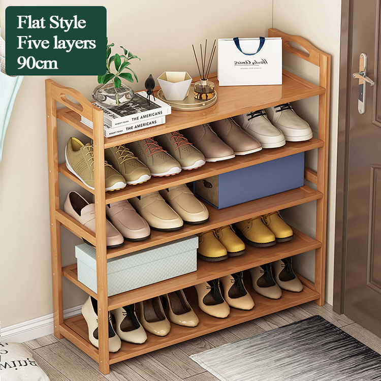 Custom wholesale simple environmental protection bamboo and wooden shoe rack