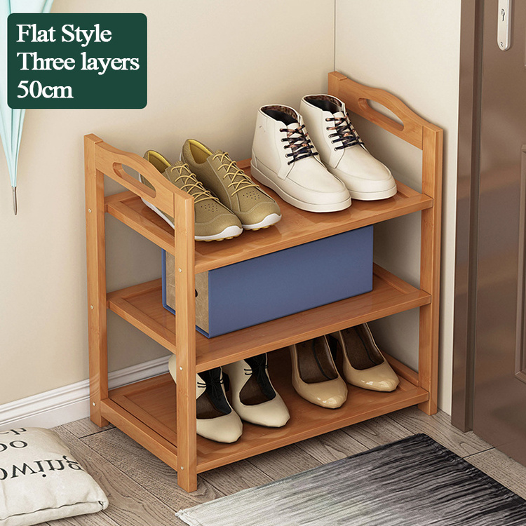 Custom wholesale simple environmental protection bamboo and wooden shoe rack