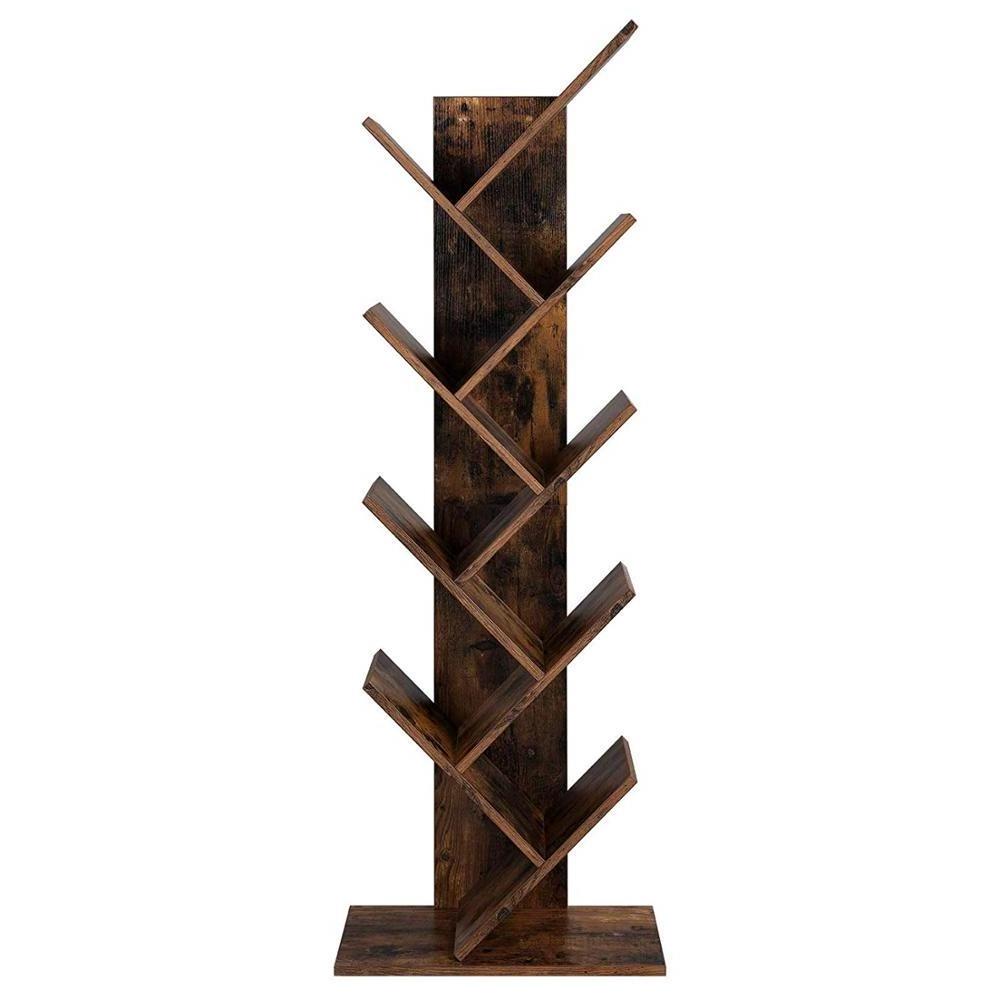 Costom Modern Wooden Book Rack, Floor Standing Book Shelf Curved Tree Bookcase Tree Bookshelf