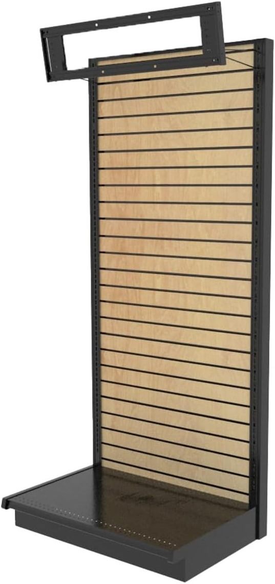 KEWAY Wall Mounted  Wood Slatwall Gondola Display Shelving with Sign Holder