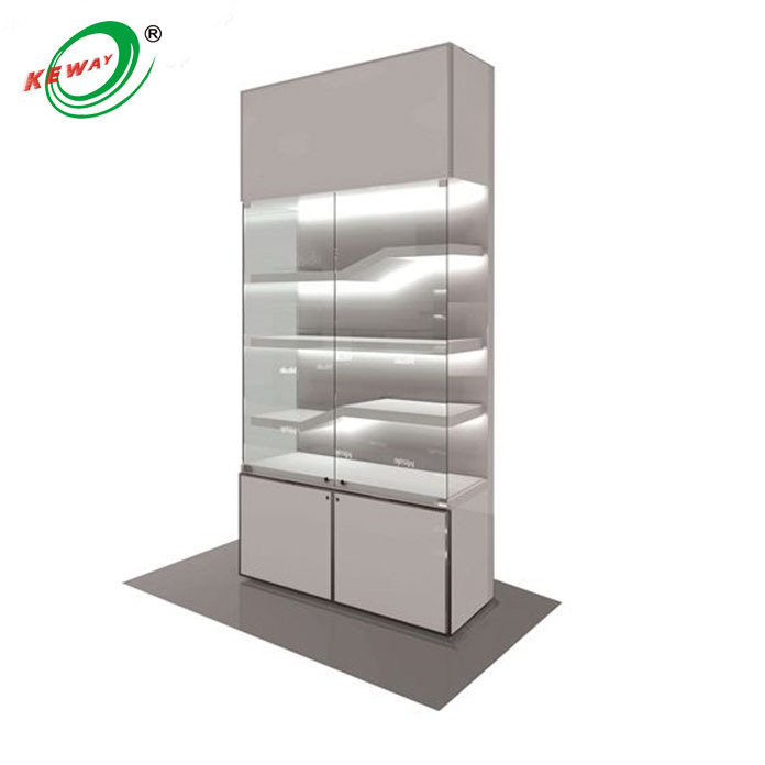 Custom fashionable mall aluminum store jewelry glass display cabinet with Storage Cabinet