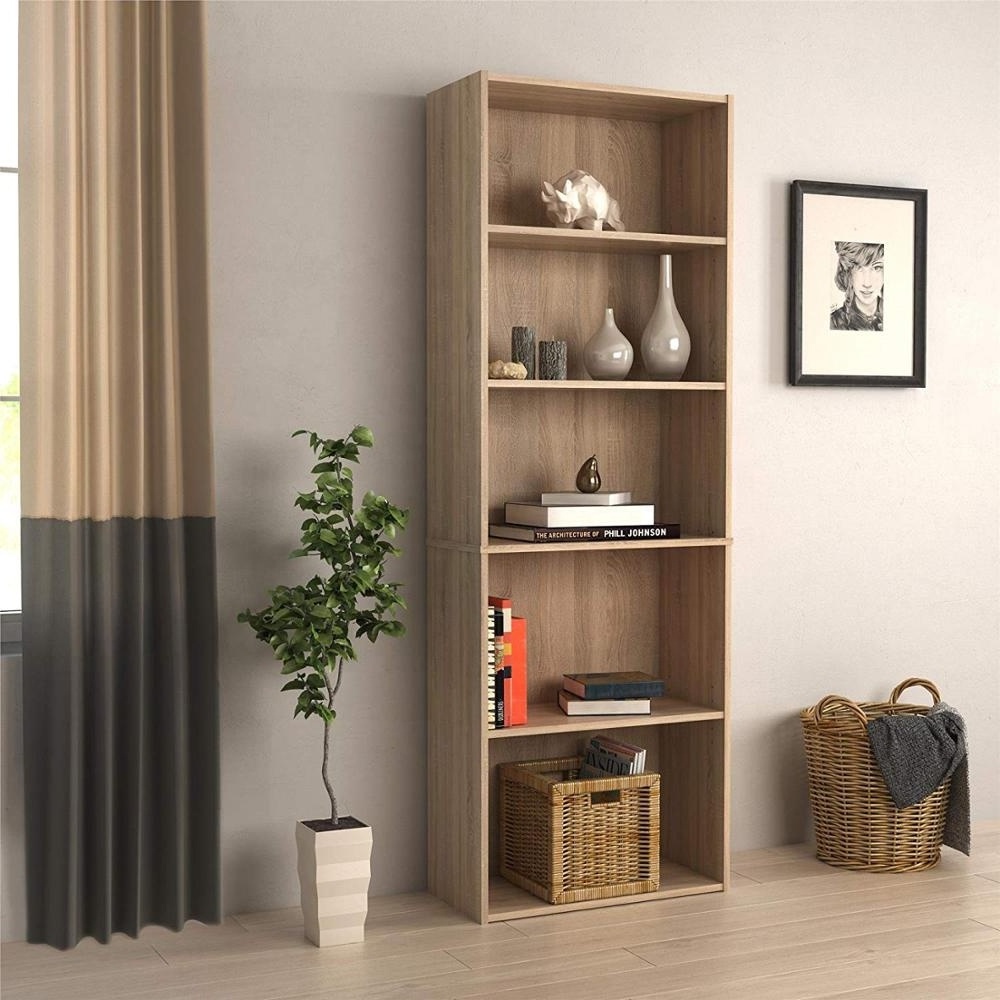 KEWAY 5-Tier Modern Open Shelf Bookcase Mdf wooden Bookshelf Display Chipboard Storage Cabinet for Living Room Bedroom