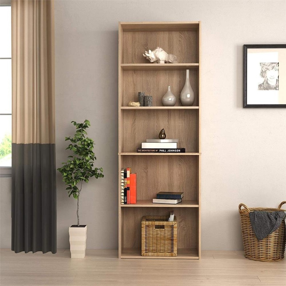 KEWAY 5-Tier Modern Open Shelf Bookcase Mdf wooden Bookshelf Display Chipboard Storage Cabinet for Living Room Bedroom