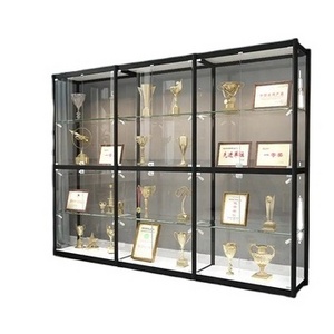 Keway Factory Custom Wall Glass Showcase Cabinet Vitrine Led Light Glass Countertop Display Case for Store/ Home Display Stand