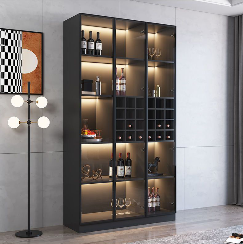 Modern LED Light Glass Door Wine Cabinet, Living Room Home Display Showcase