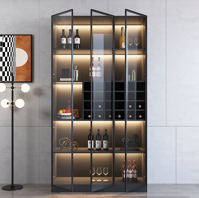 Modern LED Light Glass Door Wine Cabinet, Living Room Home Display Showcase