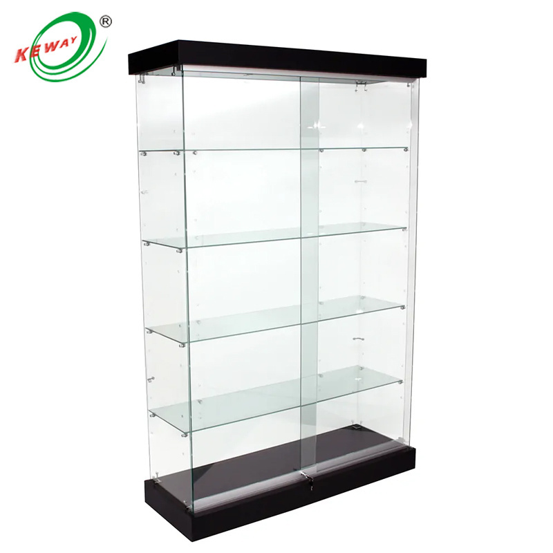 Custom 70 inch high full vision display showcase jewelry display glass counter