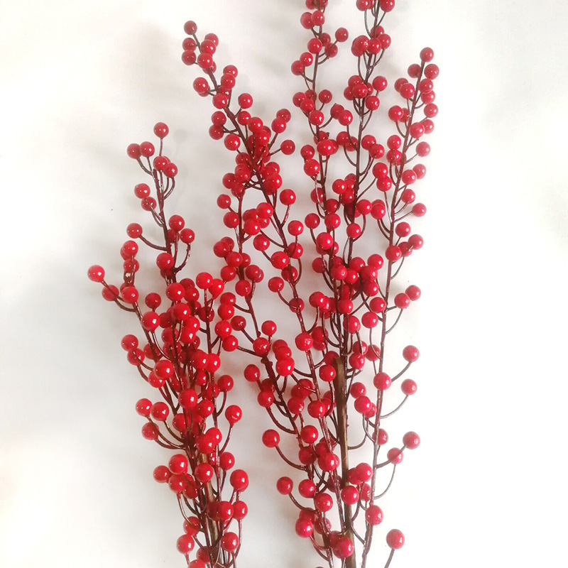 JAB-018 88cm Artificial Red Berry Branch Foam Artificial Berry For 5 Branches Artificial Berries Christmas Decoration