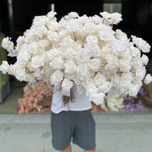 J-391 5 Heads White Roses Artificial Flowers Wedding Silk Roses Artificial Flowers