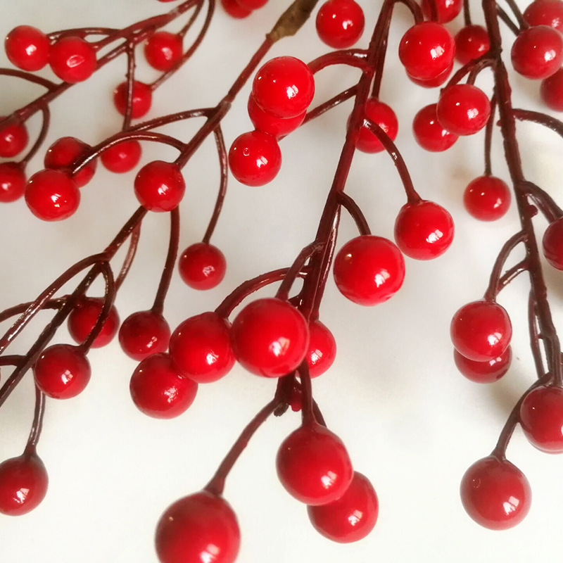 JAB-018 88cm Artificial Red Berry Branch Foam Artificial Berry For 5 Branches Artificial Berries Christmas Decoration